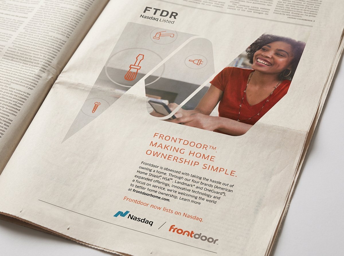 Frontdoor Nasdaq listing newspaper ad: Making home ownership simple