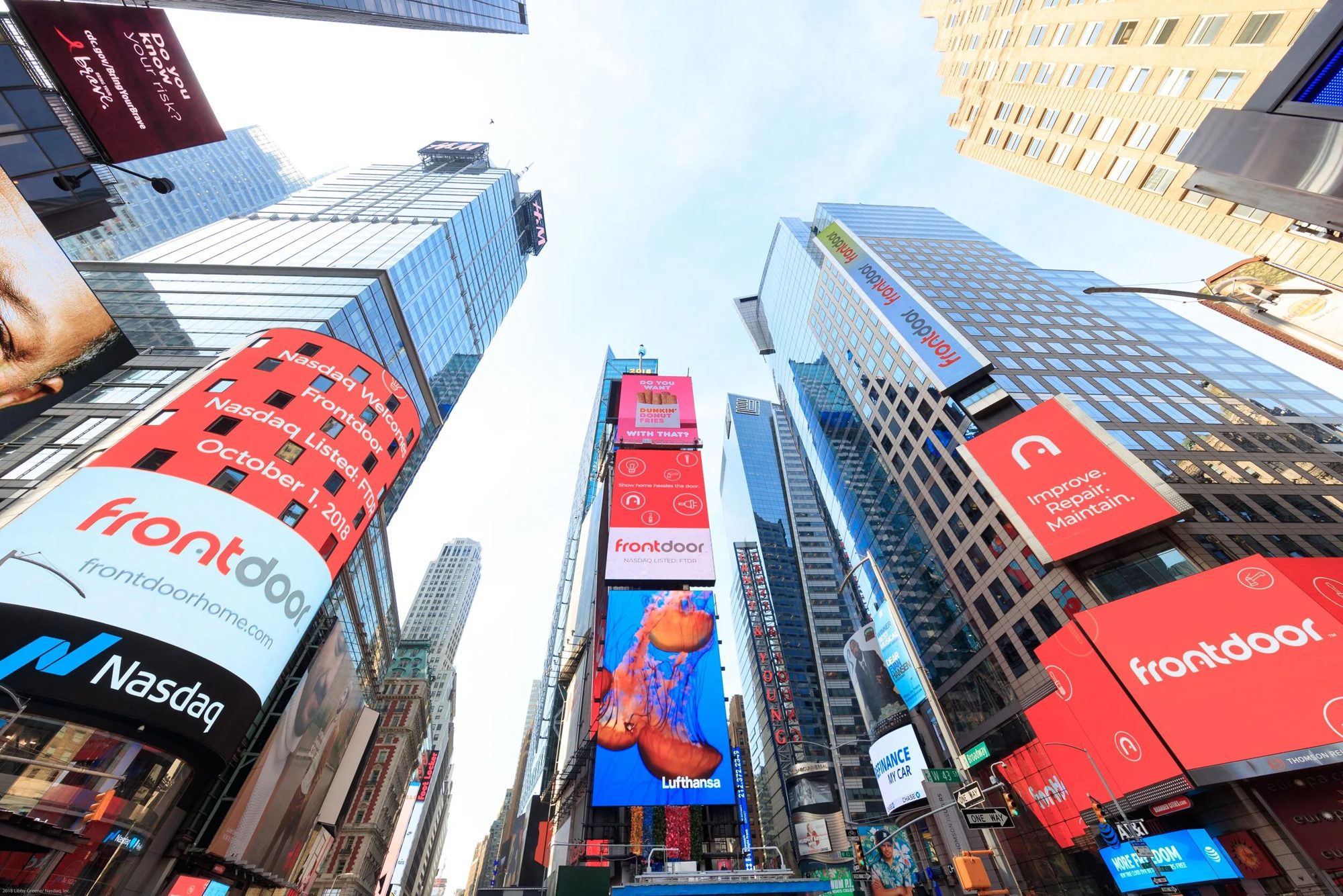 Frontdoor brand takeover of Times Square billboards for its Nasdaq listing
